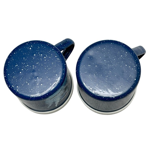 VTG Claim 49 Hand Painted Alaska Scene Blue Enamelware Salt & Pepper Shakers - Picture 8 of 10